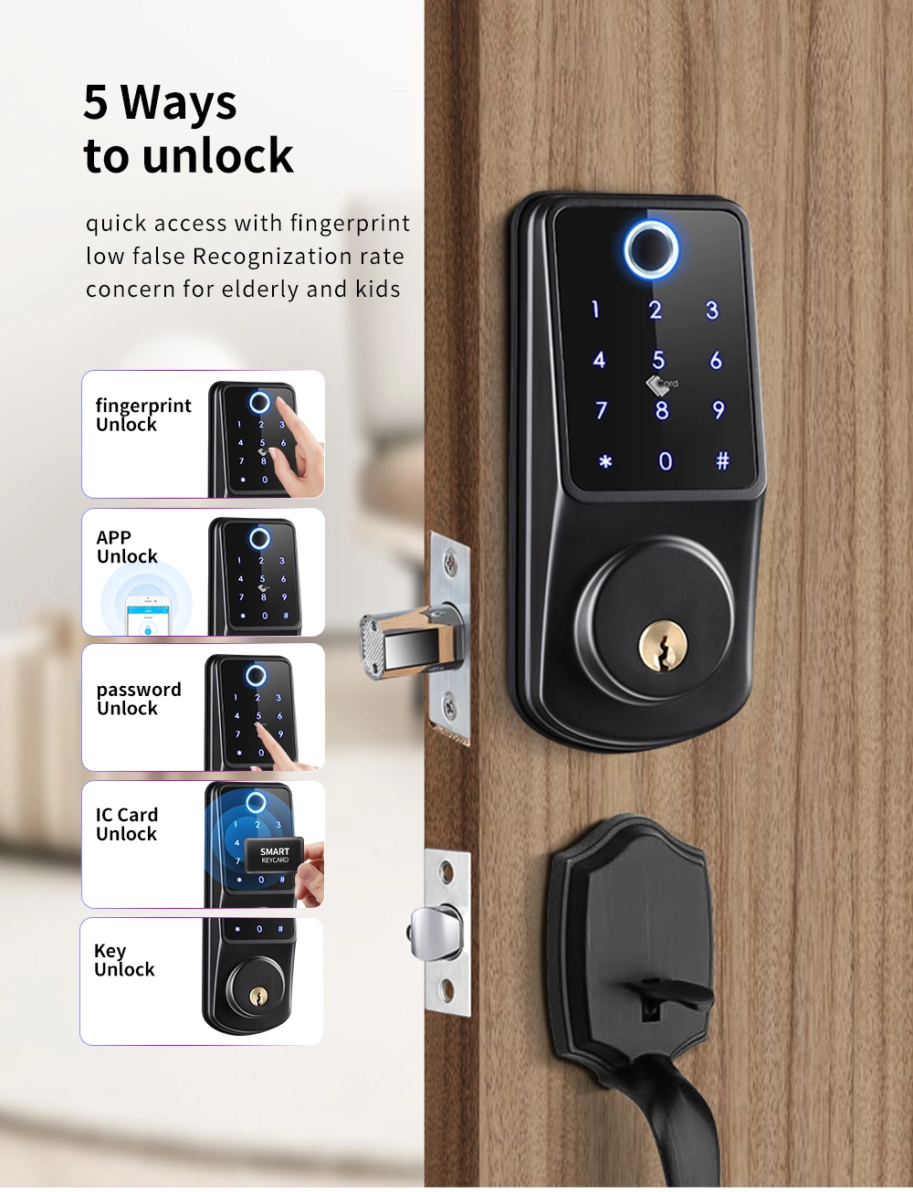 2022 Tuya WiFi Front Door Outdoor Ttlock APP Touchpad Electronic Smart Lock