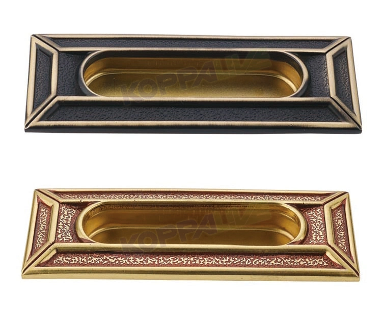 Antique Brass Hidden Handles China Cabinet Drawer Sliding Door Recessed Invisible Handle