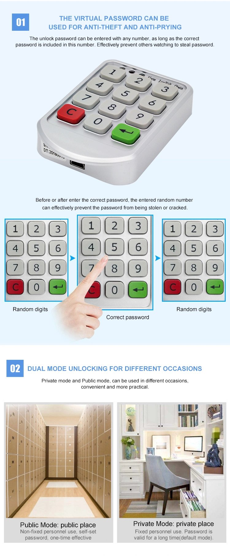 Cl-110 Electronic Cabinet Lock Support Smart RF Card Swipe to Open The Door