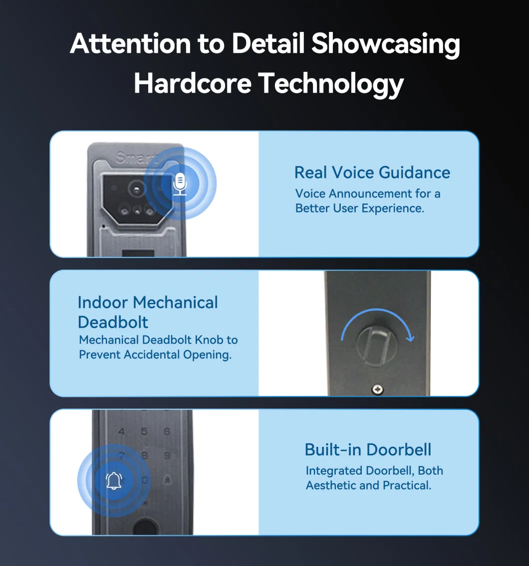 Hot-Sale 3D Face Recognition Fingerprint with Tuya APP Smart Door Lock