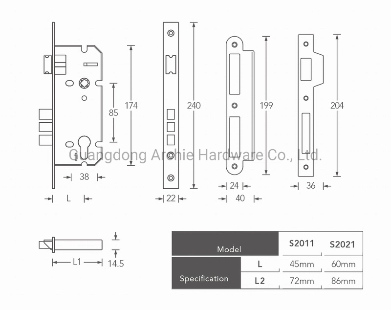 (C03 Series) Antique Design Brass Copper Home Golden Mortise Lever Handle Door Lock