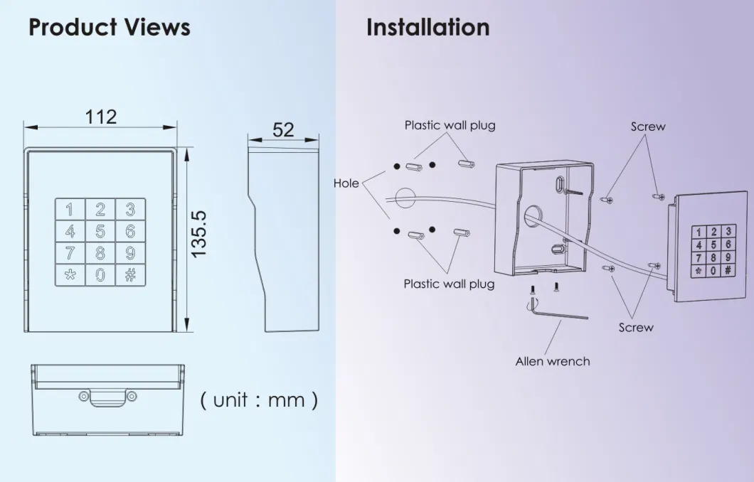 Gooseneck Tunnel Metal Panel Door Control Code Access Touch Button Access Control Keypad