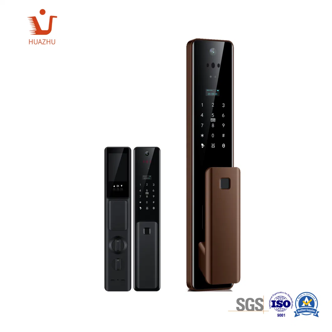 WiFi Mobile Phone Wooden Door Entrance Fingerprint Handle Electronic Smart Lock