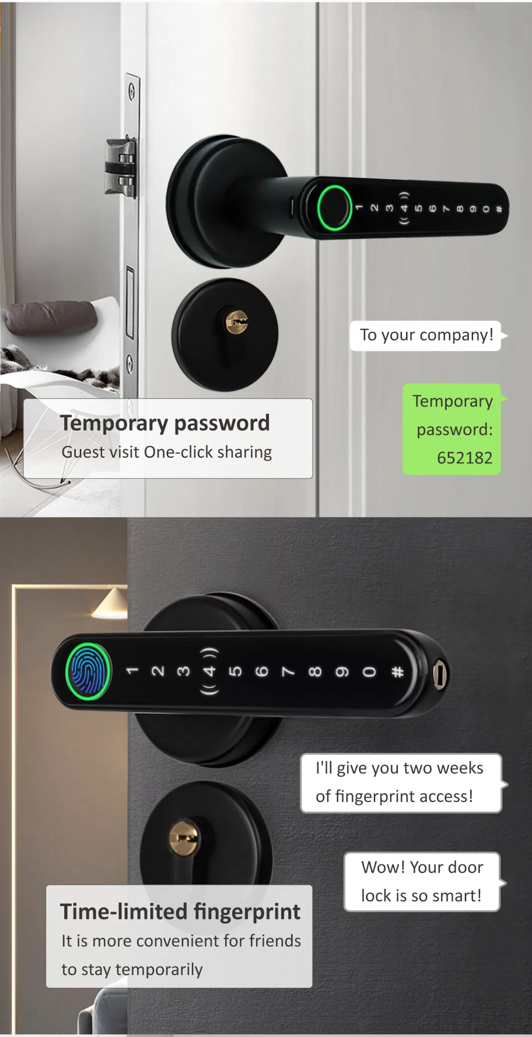 Home Digital Door Lock Level Smart Lock Biometric Keyless Entry Door Handle Fingerprint Lock