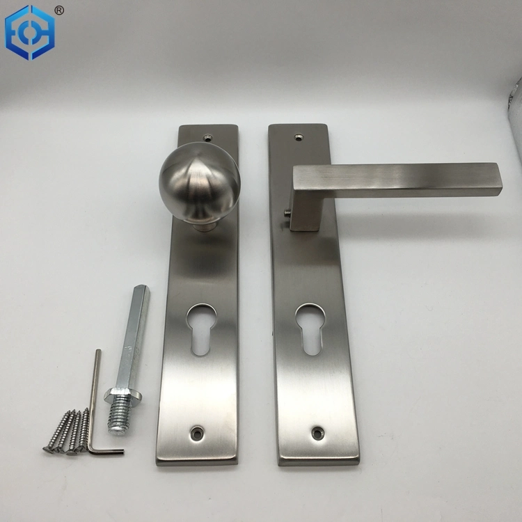 Stainless Steel Door Handles L Shape on Rectangular Shield Plate