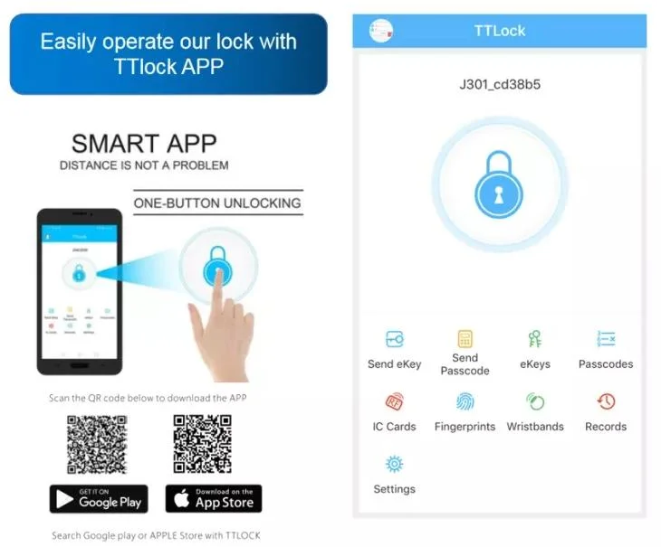 Biometric Lock Ttlock Bluetooth APP Smart Door Lock Fingerprint Passcode Open Smart Lock