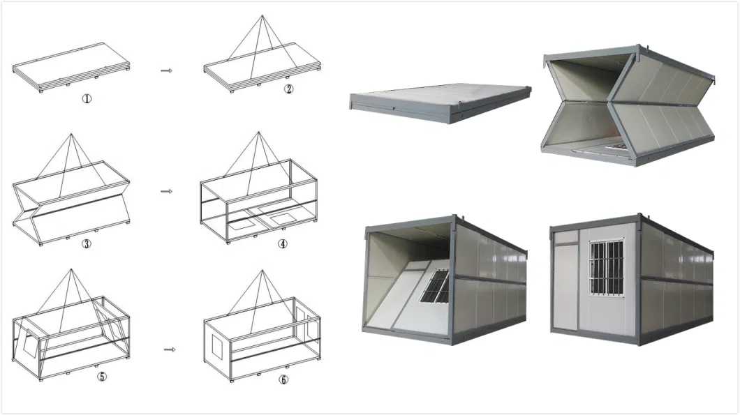 China Easy Assemble Movable Prefab Homes 3 in 1 Folding Container House/Modular House/Small House/Tiny House/Prefab House/Container House