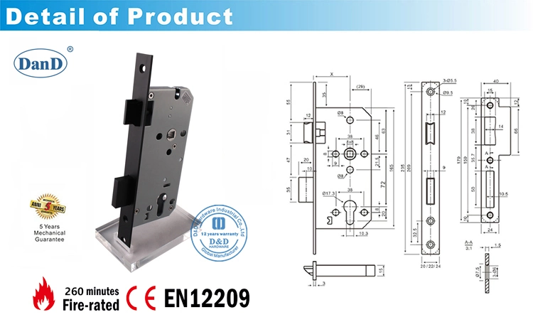 Euro Style Stainless Steel 304 Matt Black CE Marked High Security Lockset Deadbolt Mortise Lock Internal Commercial Cylinder Mortice Lock Best Entry Door Lock