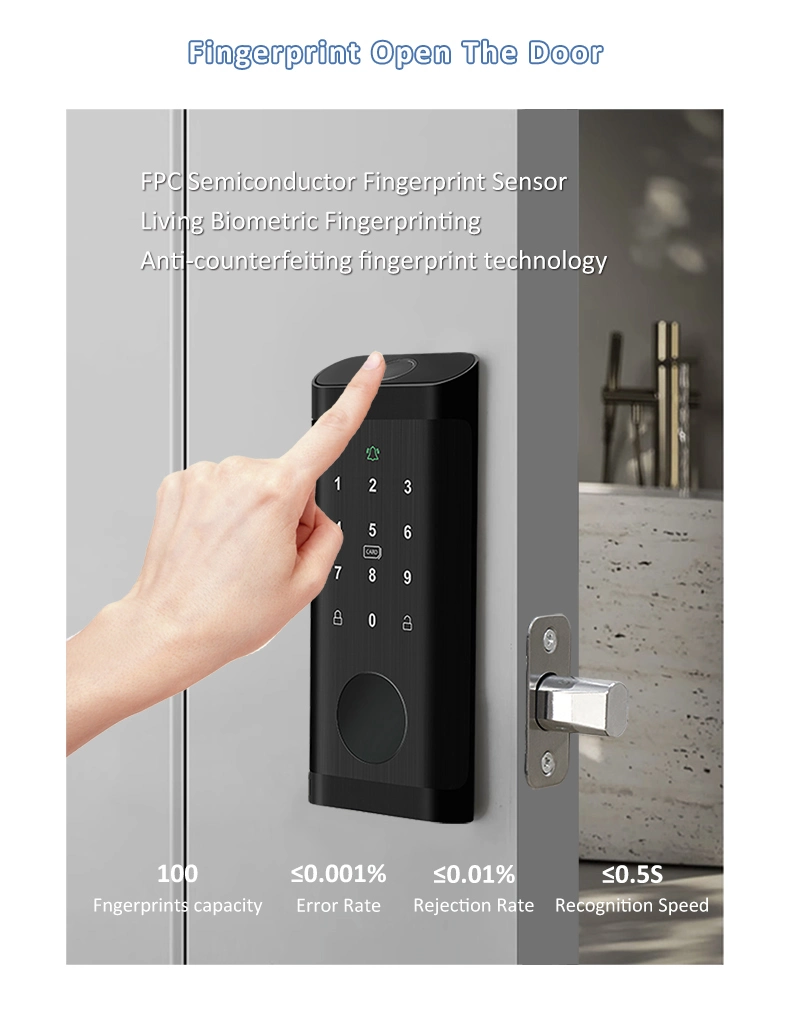 Smart Home Tuya APP Control Door Lock Intelligent Fingerprint Key Password Card Smart Door Lock