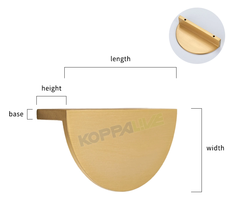 Koppalive Brushed Brass Semicircle Gold Cabinet Door Half Moon Handle for Furniture