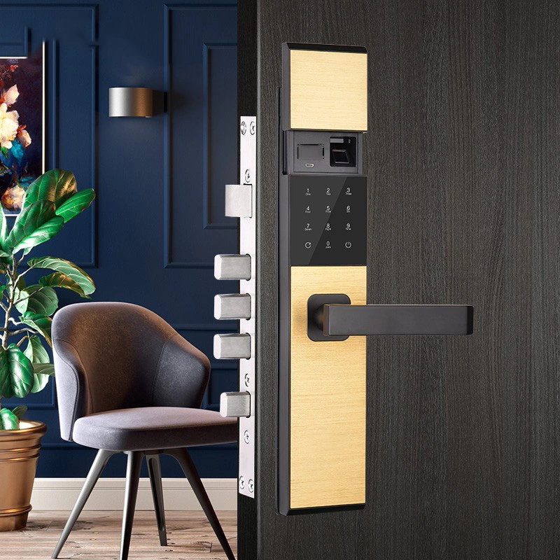 Luxury Combination Fingerprint Electronic Magnetic Door Hardware Smart Lock Handle