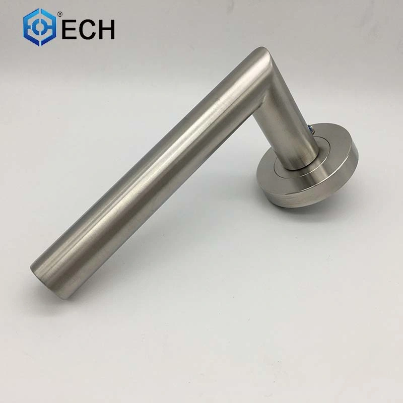 Stainless Steel Round Rosette Tube Wooden Door Hollow Lever Handle