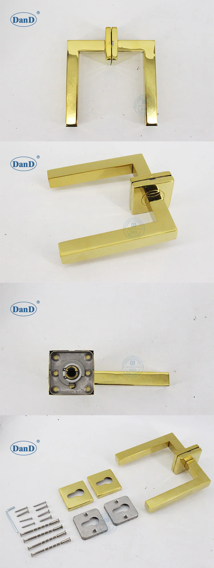 Gold Polished Brass Stainless Steel Wooden Door Lock Privacy Door Handle