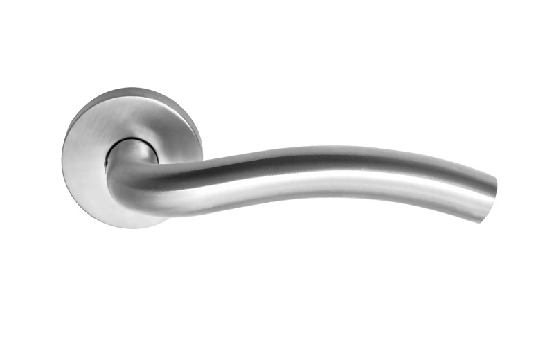 Bent Lever Handle on Round Base SUS Modern Bedroom Door Handle