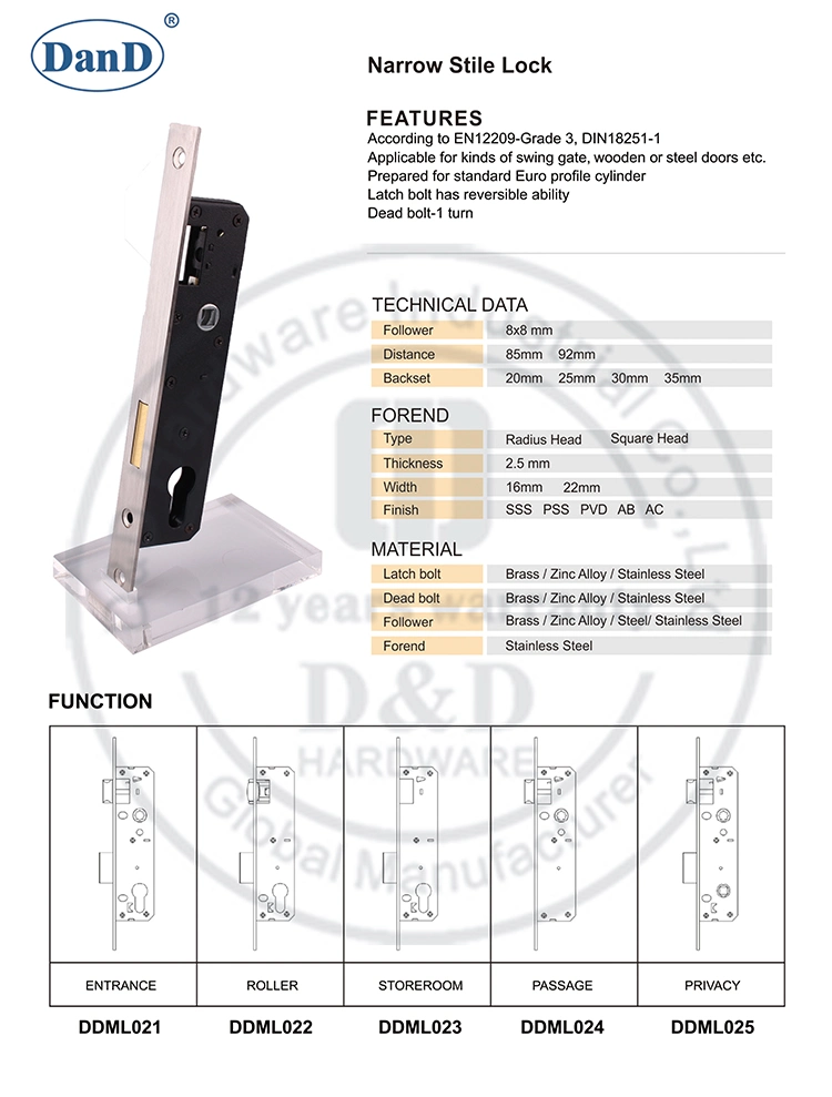 Euro New Best Deadbolt Cylinder Mortice Narrow House Door Lock