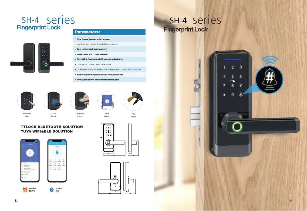 Digital Lock with Fingerprint, Password, Mechanical Key, Smart Door Lock