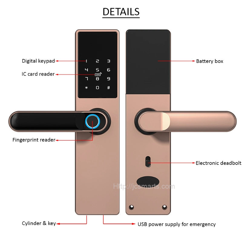 Aluminum Alloy 5050 Mortise Keyless Apartment Safe Door Smart Lock