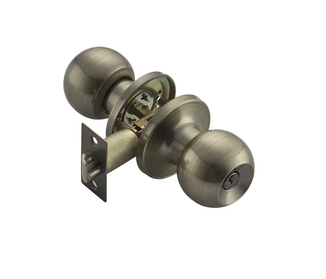 Cylindrical Ball Knob Door Lock Antique Brass for Bathroom and Storeroom