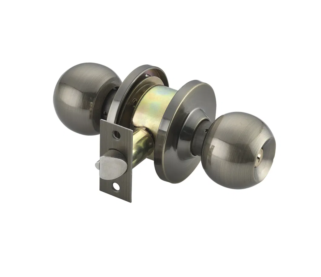 Cylindrical Ball Knob Door Lock Antique Brass for Bathroom and Storeroom