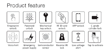 Security Smart Bluetooth Digital Safe Touch Screen Finger Print Latch Door Handle Lock for Residential