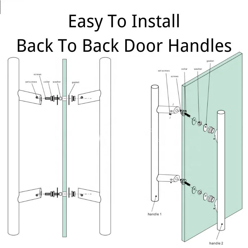 Stainless Steel S Shape Rectangular T Bar Push Pull Ladder Door Handle for Aluminum Door