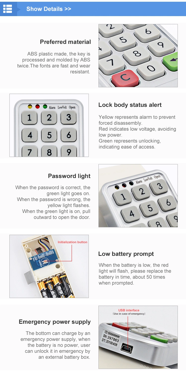 Cl-110 Electronic Cabinet Lock Support Smart RF Card Swipe to Open The Door