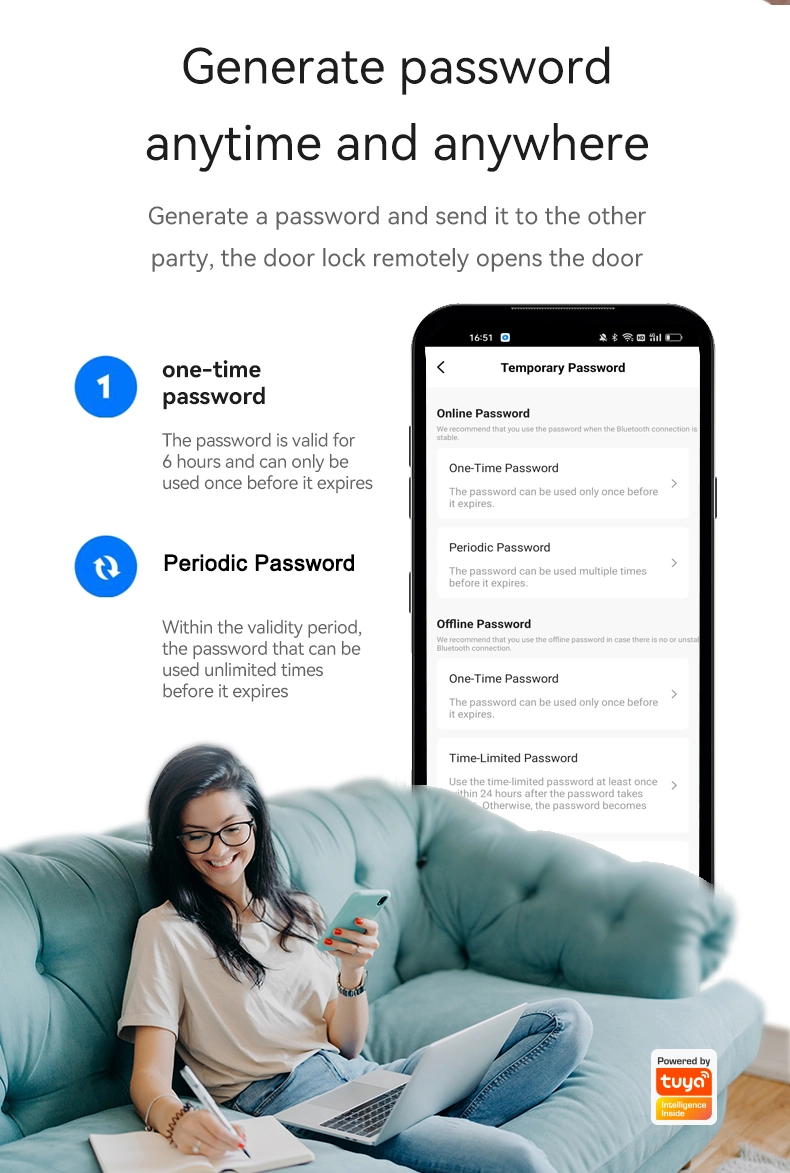 Apartment Keyless Security Electronic Fingerprint Lock with Tuya APP