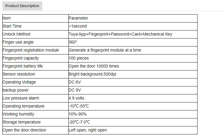 Aluminum Sliding Gate Keyless Digital Tuya Bluetooth Fingerprint Door Locks