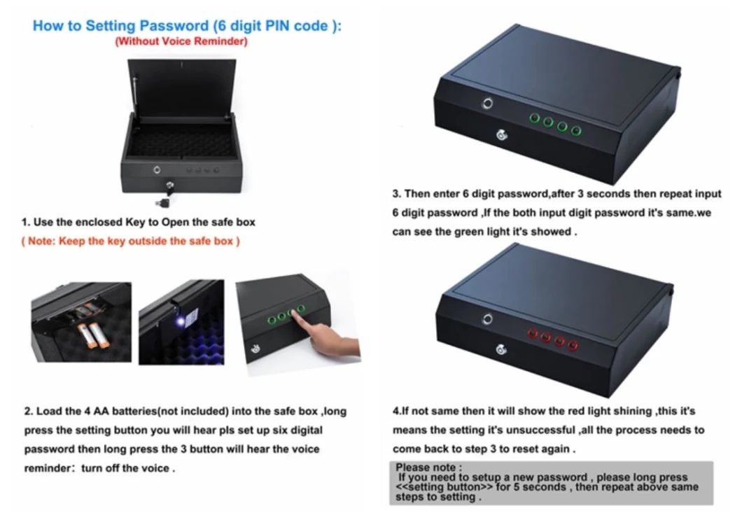 Biometric Fingerprint Digital Keypad Handgun Safe