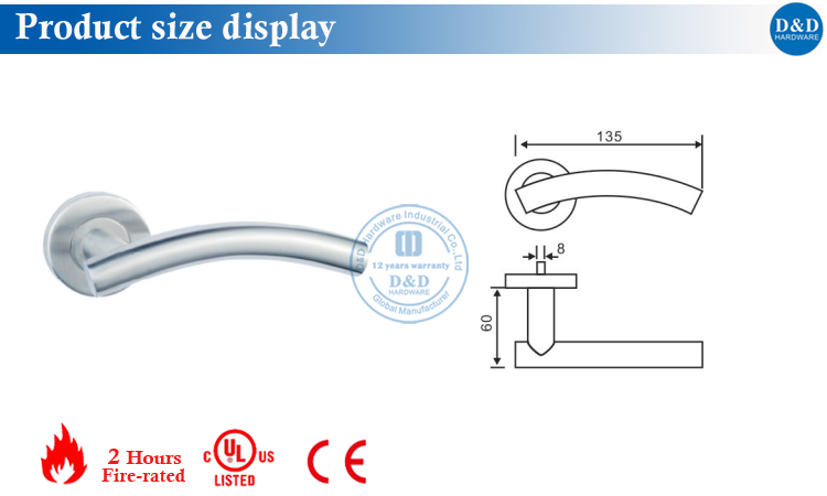 En1906 Stainless Steel Commercial Hardware Hollow Tube Type Door Lever Lock