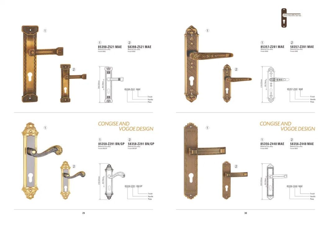 Modern Mortice Zinc Alloy Door Lock Handle