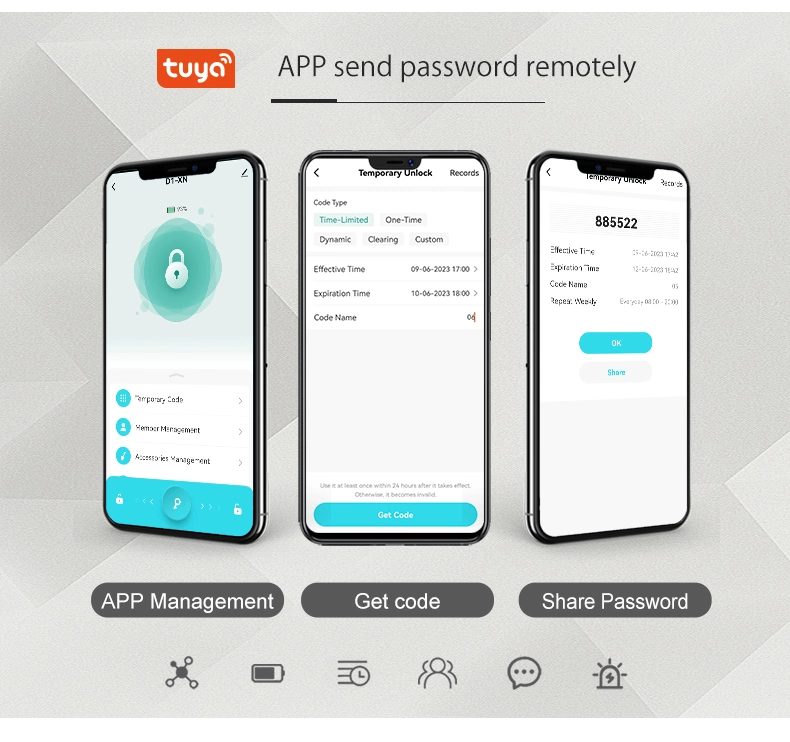 Smart Home Tuya APP Control Door Lock Intelligent Fingerprint Key Password Card Smart Door Lock