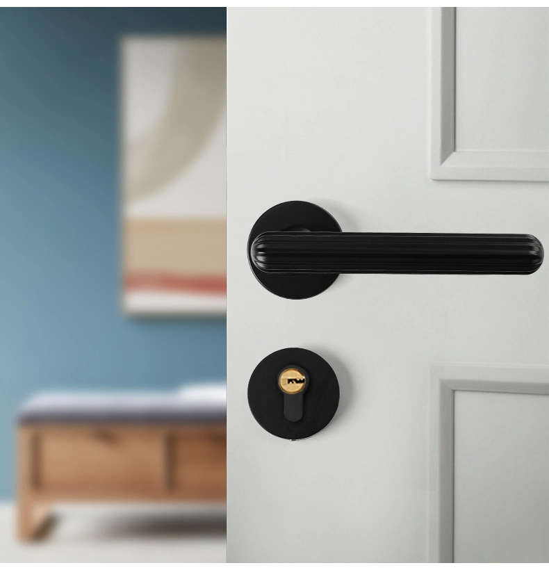 Dooroom Brass Door Lock Set Interior Door Lever Dummy Privacy Passage Key Escutcheon Black Gold Lock Handle