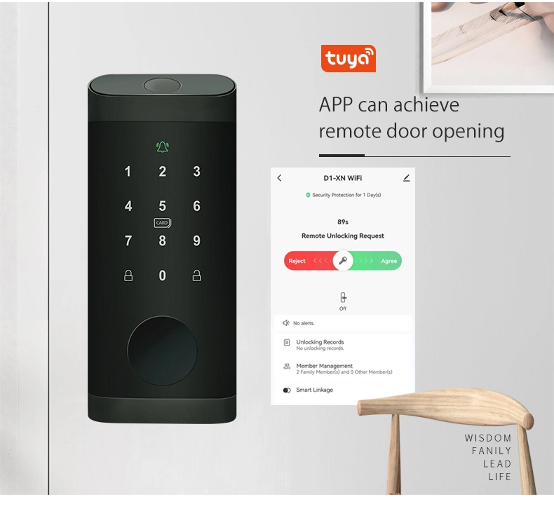 Smart Home Tuya APP Control Door Lock Intelligent Fingerprint Key Password Card Smart Door Lock