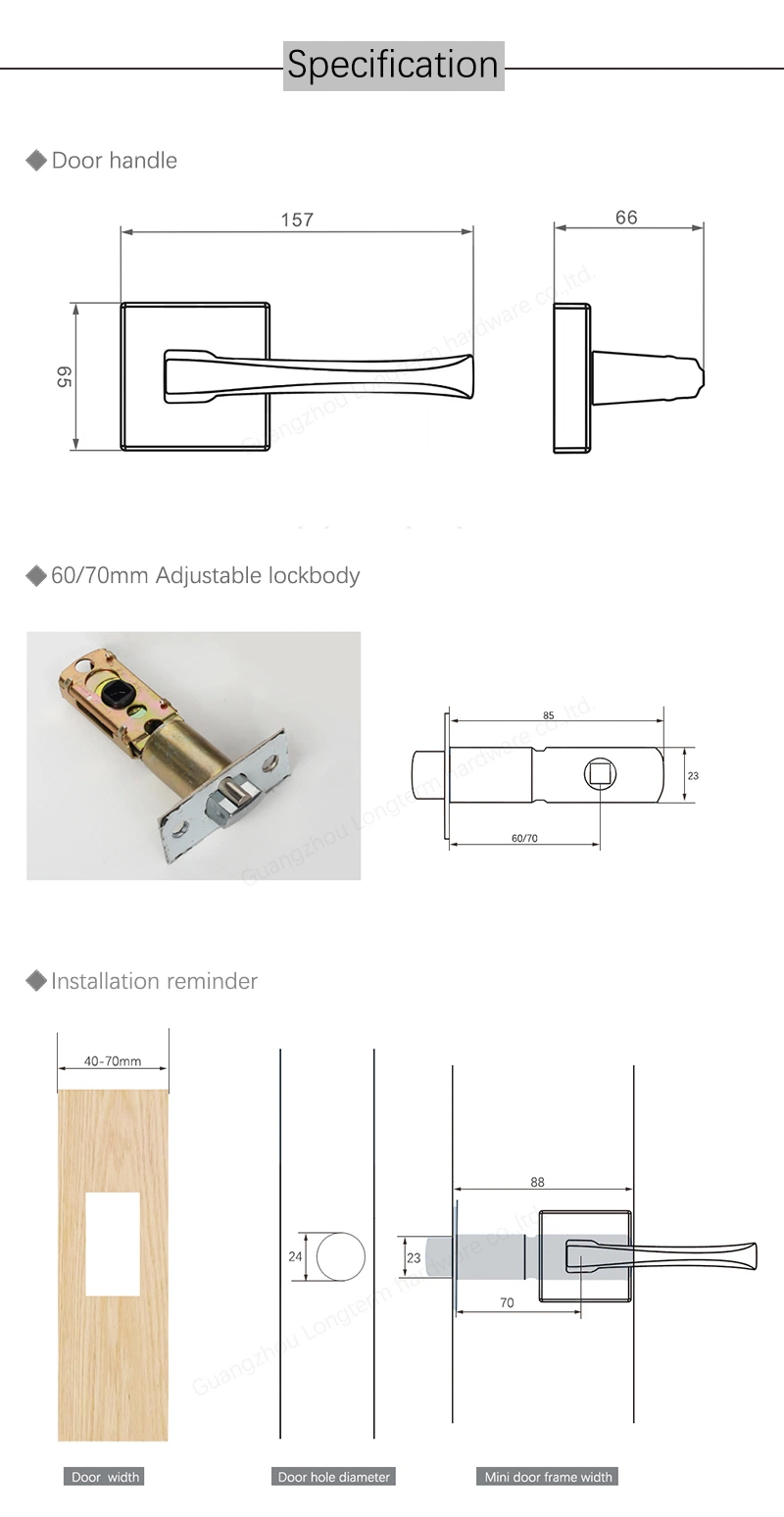 Door Hardware American Style Bathroom Tubular Lever Zinc Alloy Door Locks Handle