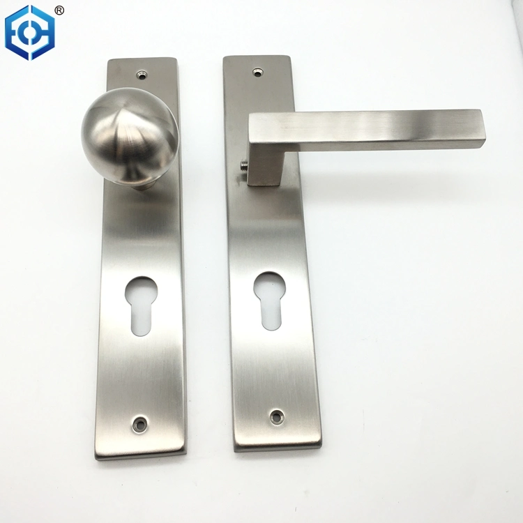 Stainless Steel Door Handles L Shape on Rectangular Shield Plate