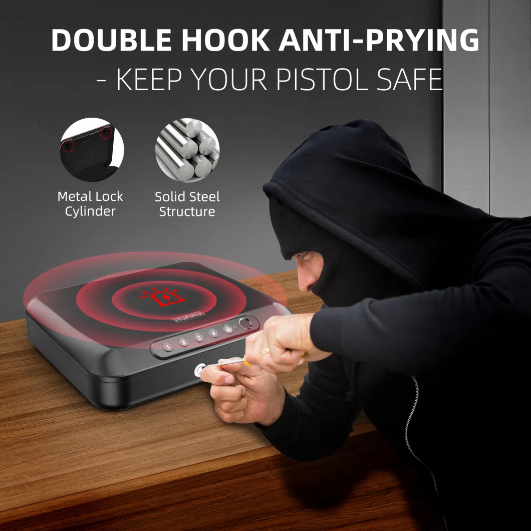 Handgun Safe with Biometric Fingerprint Lock, Sturdy Portable Pistol Safe, Smart Quick-Access Handgun Safe Lock Box