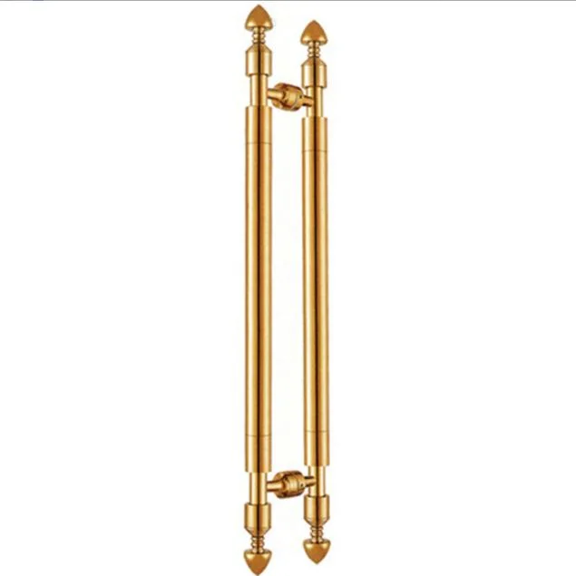 Stainless Steel Gold Color Glass Door Pull Handle with Lock