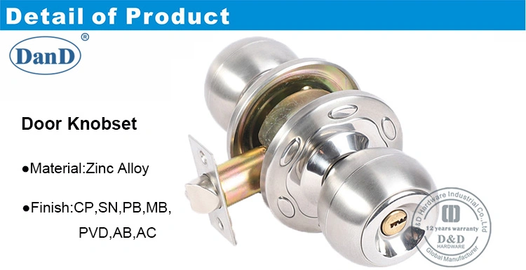 Door Hardware Golden Lock with Silver Knob Made in Zinc Alloy