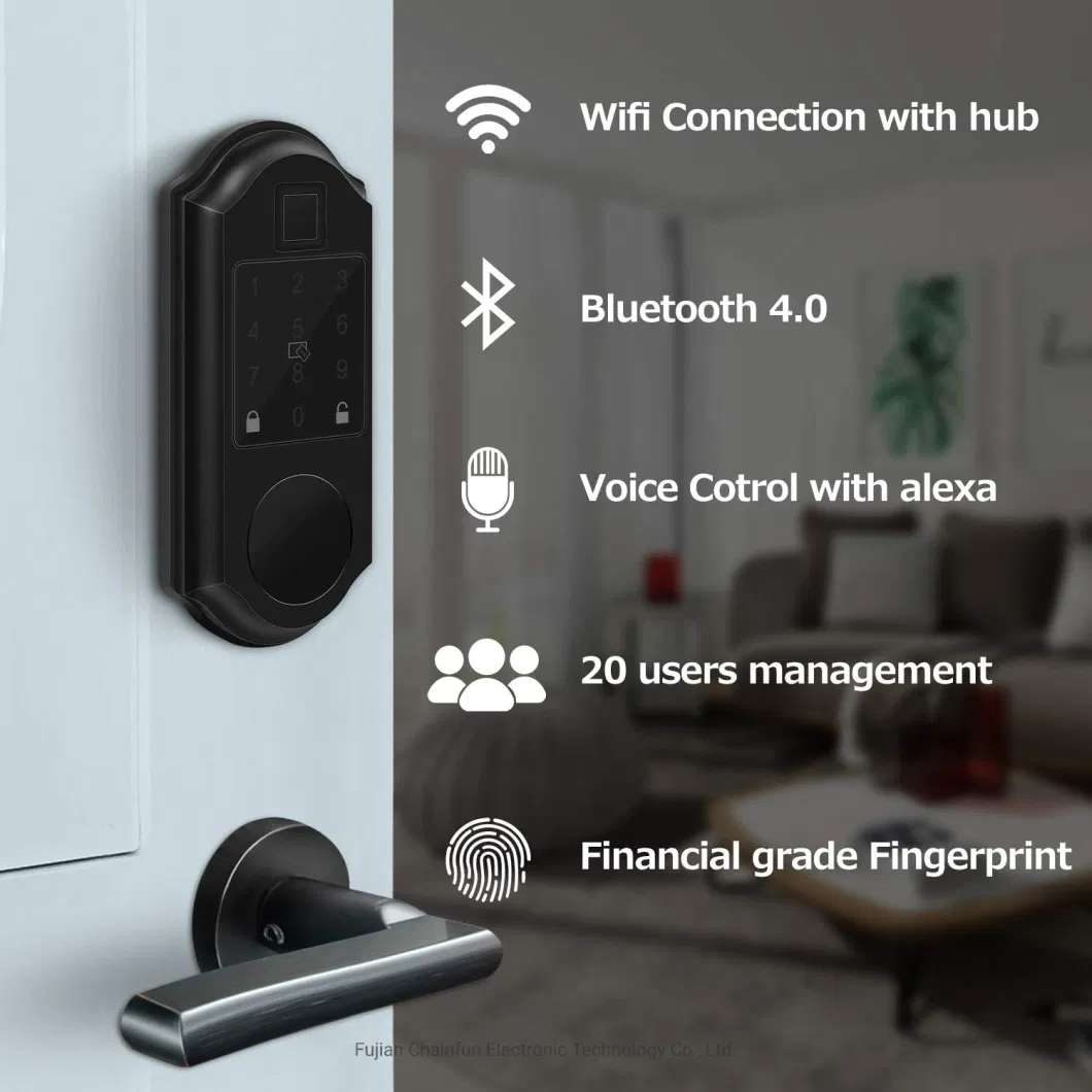 WiFi Mobile Phone Remote Control Smart Password APP Card Electronic Deadbolt Door Lock for Abnb