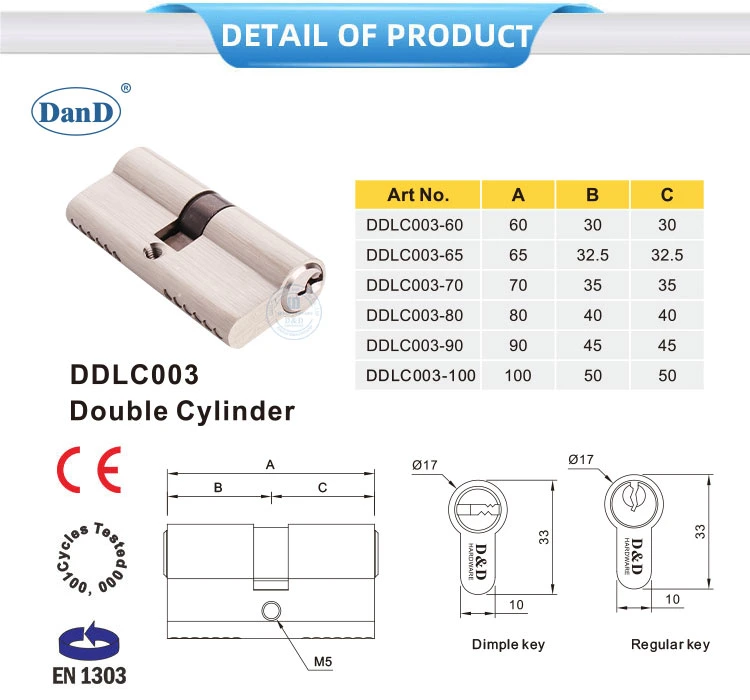 OEM Hardware Bathroom Bedroom BS En1303 European Solid Brass Commercial Euro Profile Wooden Door Thumb Turn Single Double Lock Half Cylinder Lock