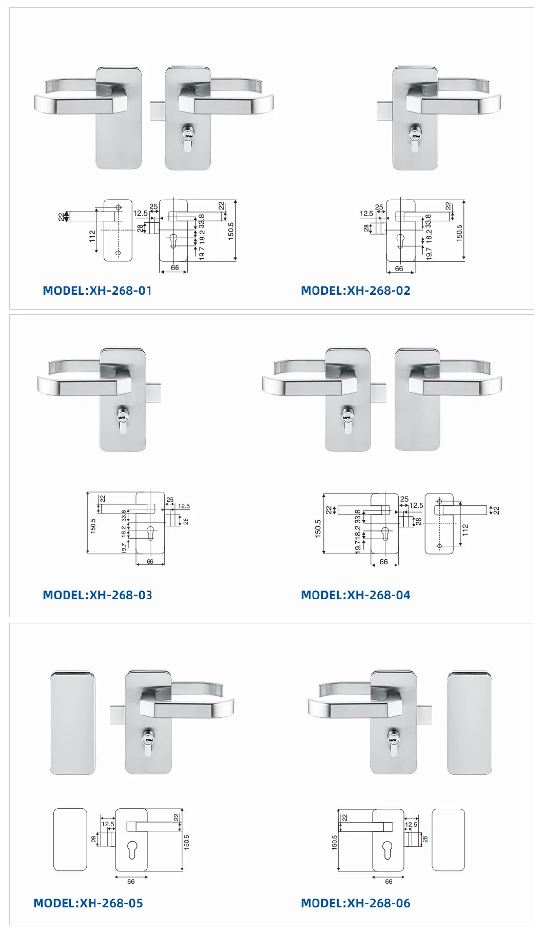 Xh-268 China Supplier Door Hardware Stainless Steel Glass Security Door Lock