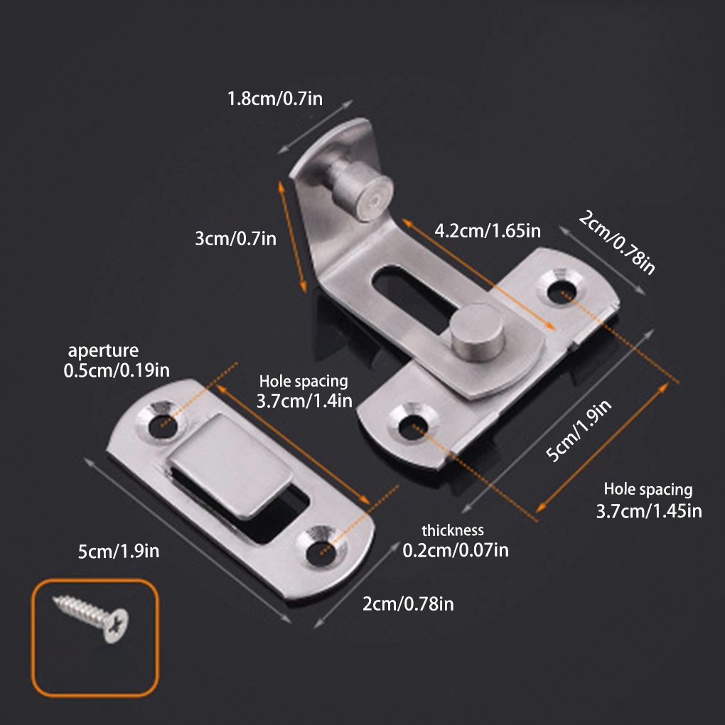 90 Degree Hasp Latches Stainless Steel Sliding Door Chain Locks Security Tools Hardware for Window Cabinet Hotel Home