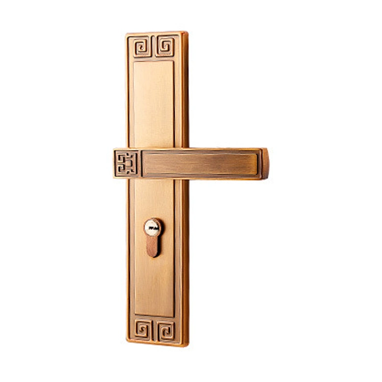 European Style Luxury Gold Mute Room Door Lock Handle with Plate