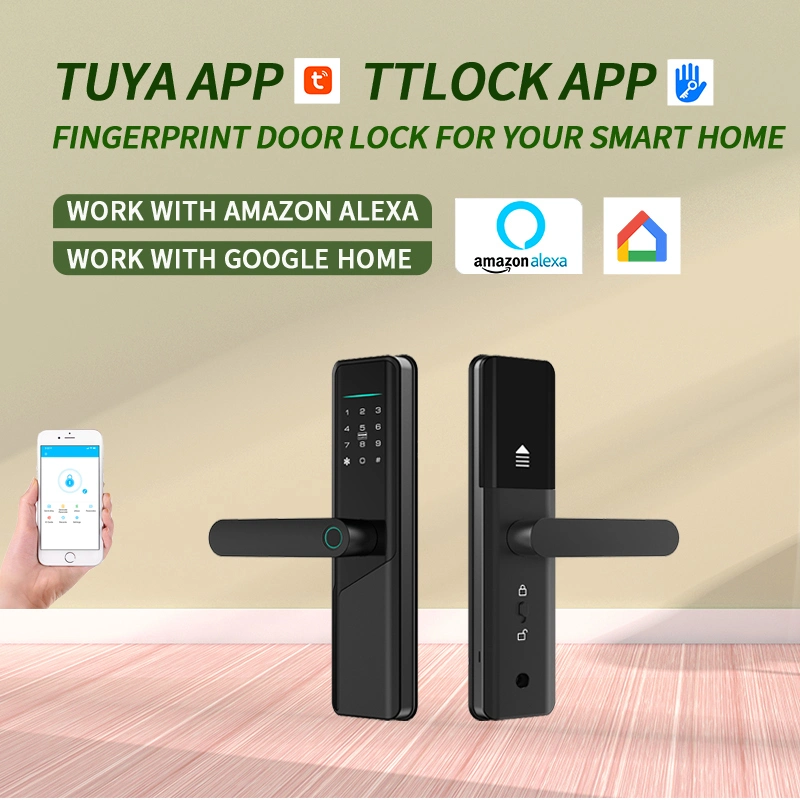 Best Selling Ttlock APP Digital Door Lock Electronic Lock Biometric Fingerprint Tuya Smart Life Smart Lock for Smart Home Airbnb Rental Apartments