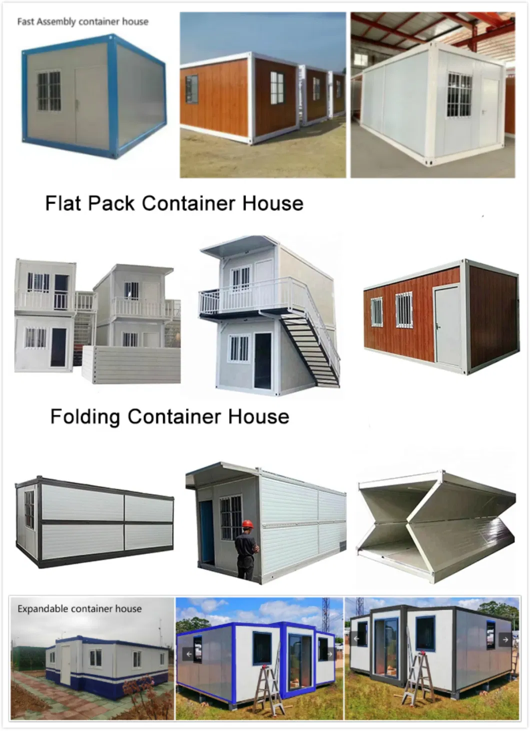 China Easy Assemble Movable Prefab Homes 3 in 1 Folding Container House/Modular House/Small House/Tiny House/Prefab House/Container House