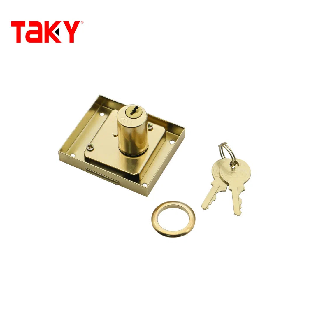 Taky Low Price Door Lock Golden Metal Rim Door Single Door Lock