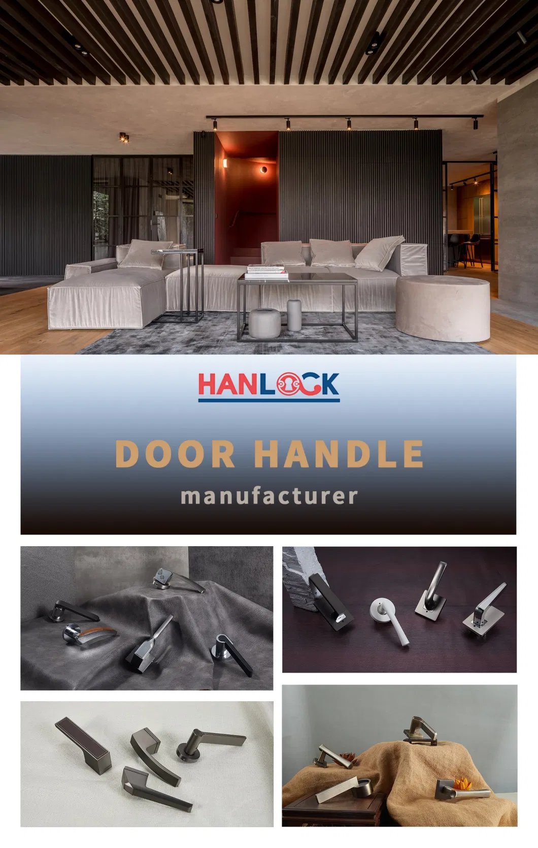 External Door Lock Hardware Aluminium Door Lever for Wooden/Glass/Metal Door