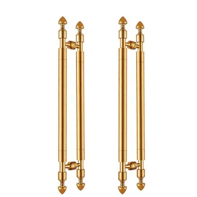 Stainless Steel Gold Color Glass Door Pull Handle with Lock