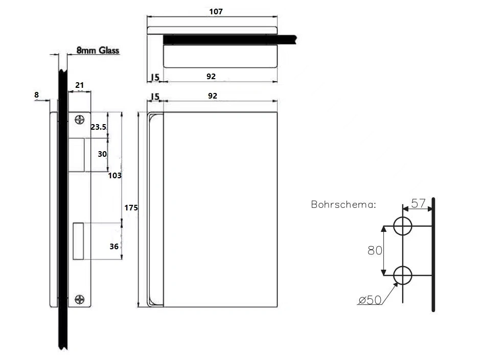 Building Hardware Glass Door Lock for Office Room Glass Lock